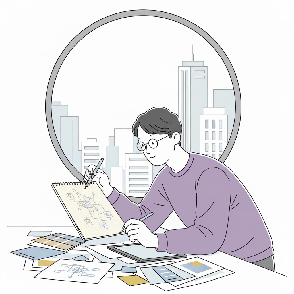 UX researcher planning and sketching research strategy